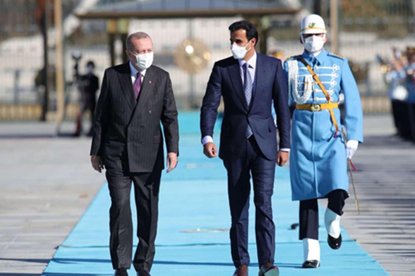 Qatar Emir Sheikh Tamim welcomed by Erdoğan at the Presidential Complex